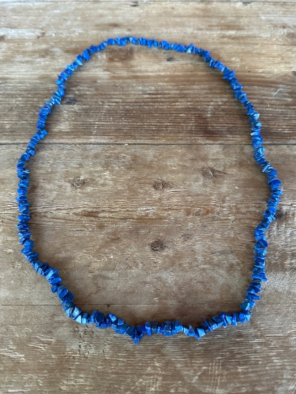 Vintage Lapis Lazuli Natural Gemstone Chip Strand Necklace - 34" Long - Picture 3 of 13